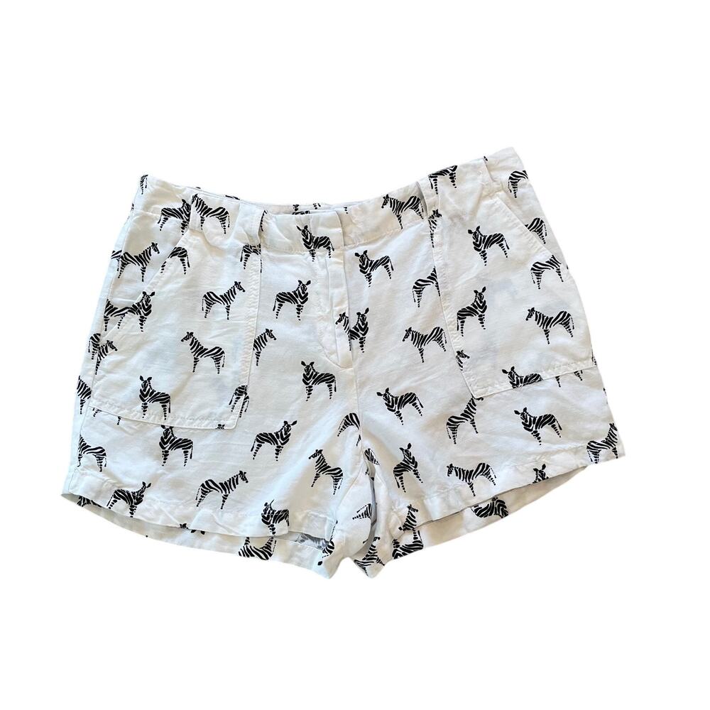 Ann Taylor LOFT Linen Blend Shorts with Zebra Print, Casual, Preppy, Size 2